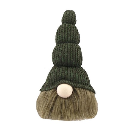 Palacedesigns 14 in. Chunky Knit Hat Fabric Sitting Gnome Sculpture, Green PA3105869